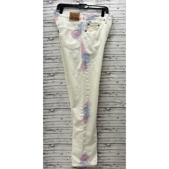 Levi's 501 Jeans Size 29x32 White Ombre Cotton Candy Pink Purple Tie Dye - Picture 3 of 11
